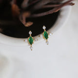 Emerald Retro Earrings Zircon Cross S925 Sterling Silver Female Jewelry