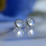 Sky Moonstone Earrings S925 Silver Studs for Women Gift