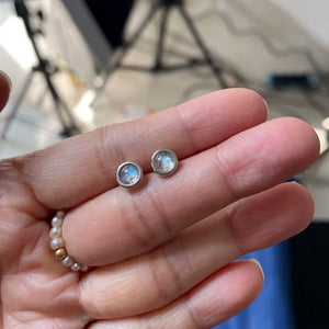 Sky Moonstone Earrings S925 Silver Studs for Women Gift