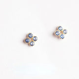 Sapphire Stud Earrings 925 Sterling Silver 14k Gold Pav