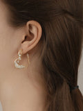 Heart Hoop Earrings CZ Moon Star 14k Plated Rhinestone Jewelry