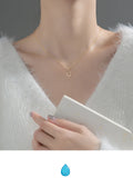 Hollow Water Drop Diamond Zircon Necklace for Women