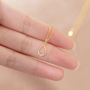 Hollow Water Drop Diamond Zircon Necklace for Women