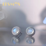 Labradorite Amethyst Moonstone 925 Silver Earrings Gemstone Studs