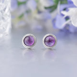 Labradorite Amethyst Moonstone 925 Silver Earrings Gemstone Studs