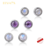 Labradorite Amethyst Moonstone 925 Silver Earrings Gemstone Studs