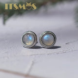 Labradorite Amethyst Moonstone 925 Silver Earrings Gemstone Studs