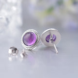 Labradorite Amethyst Moonstone 925 Silver Earrings Gemstone Studs