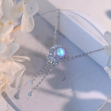 Moon Star Zircon Necklace S925 Sterling Silver Tassel Pendant Jewelry