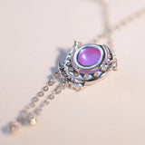 Moon Star Zircon Necklace S925 Sterling Silver Tassel Pendant Jewelry