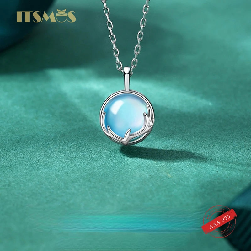 Moonlight Elk Pendant Necklace 925 Sterling Silver