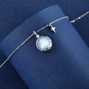 Moonlight Star on The Sea Pendant Necklace S925 Sterling Silver