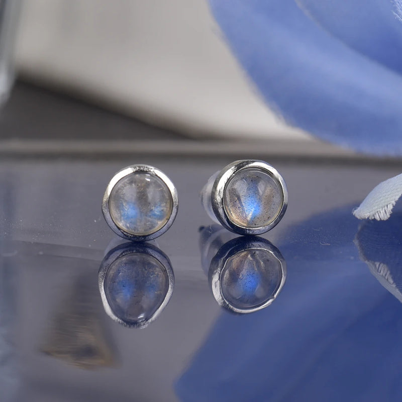 Moonstone Labradorite Earrings Silver Studs Women Gift