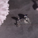 Amethyst Purple Earrings 925 Silver Round Charm Mystery Studs for Women