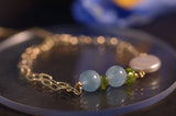 Aquamarine Peridot Pearl Bracelet 14k Plated Summer Style Jewelry for Women
