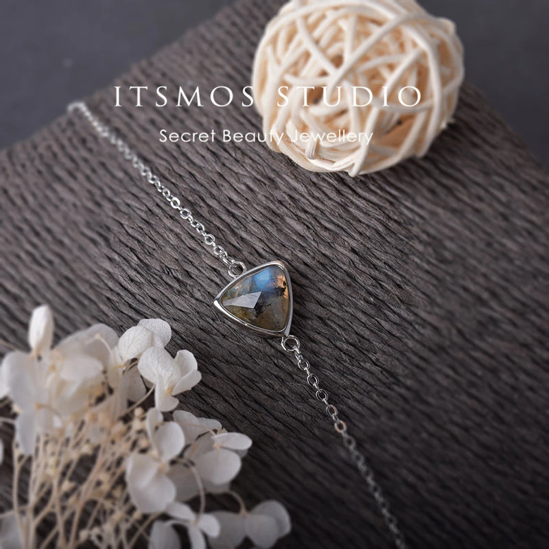 Labradorite Silver Bracelet Triangle Dainty Jewelry for Women