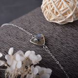 Labradorite Silver Bracelet Triangle Dainty Jewelry for Women