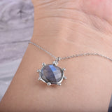 Labradorite Silver Pendant Necklace CZ Star Jewelry Women