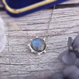 Labradorite Silver Pendant Necklace CZ Star Jewelry Women