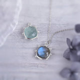 Labradorite Silver Pendant Necklace CZ Star Jewelry Women