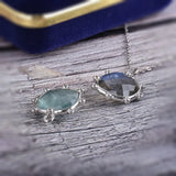 Labradorite Silver Pendant Necklace CZ Star Jewelry Women