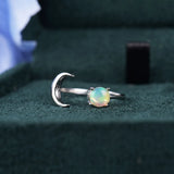 Green Red Opal Ring S925 Sterling Silver Delicate Band Jewelry