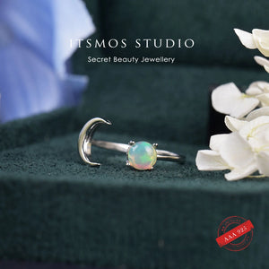 Green Red Opal Ring S925 Sterling Silver Delicate Band Jewelry