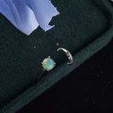 Green Red Opal Ring S925 Sterling Silver Delicate Band Jewelry