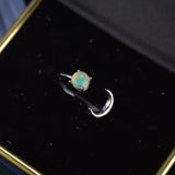 Green Red Opal Ring S925 Sterling Silver Delicate Band Jewelry
