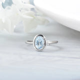 Oval Topaz Silver Bands Diamond Dainty Ring Jewelry for Women