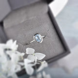 Oval Topaz Silver Bands Diamond Dainty Ring Jewelry for Women