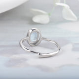 Oval Topaz Silver Bands Diamond Dainty Ring Jewelry for Women