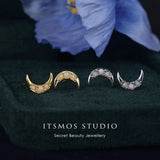 Opal Moon Earrings Female Crescent Celestial Earrings