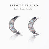 Opal Moon Earrings Female Crescent Celestial Earrings