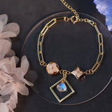 Pink Moonstone Gemstone Bracelet Sweet Romantic Style Jewelry