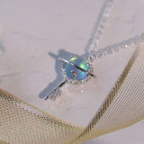 S925 Silver Aurora Crystal Pendant Necklace for Women