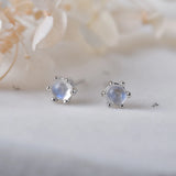 Moonstone Earrings Solid 925 Sterling Silver 3mm Studs Square Piercing Earrings