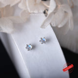 Moonstone Earrings Solid 925 Sterling Silver 3mm Studs Square Piercing Earrings