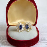 Prom Earrings 925 Sterling Silver Gold-Plated Studs with Diamond Flower Pave