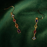 Colorful Zircon Rainbow Tassel Earrings s925 Sterling Silver