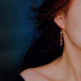 Colorful Zircon Rainbow Tassel Earrings s925 Sterling Silver