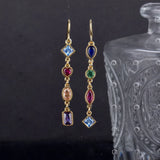 Colorful Zircon Rainbow Tassel Earrings s925 Sterling Silver