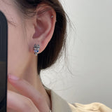 S925 Silver King Crown Skull Zircon Earrings Retro Studs Halloween Gift