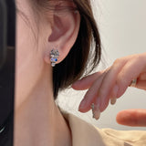 S925 Silver King Crown Skull Zircon Earrings Retro Studs Halloween Gift