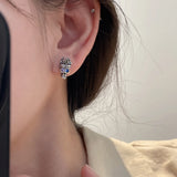 S925 Silver King Crown Skull Zircon Earrings Retro Studs Halloween Gift