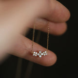 S925 9K Plated Flowers Pendant Necklace with Diamonds