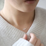 S925 9K Plated Flowers Pendant Necklace with Diamonds