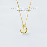 Gold-plated Opal Star Moon Pendant Necklace for Women