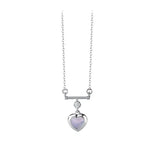 S925 Sterling Silver Loving Heart Necklace Moonstone Opal Chain Necklace