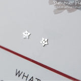 S925 Silver Star Smiley Face Stud Earrings Sweet Star Ear Rings